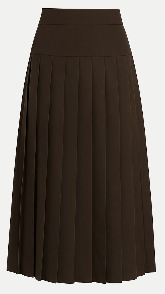 Broad belt pleated skirt