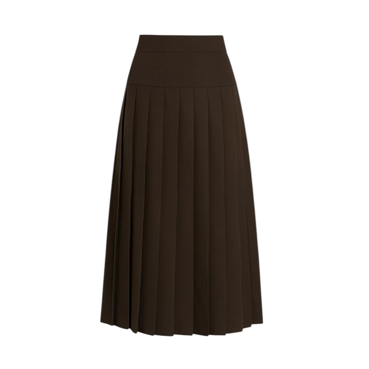 Broad belt pleated skirt