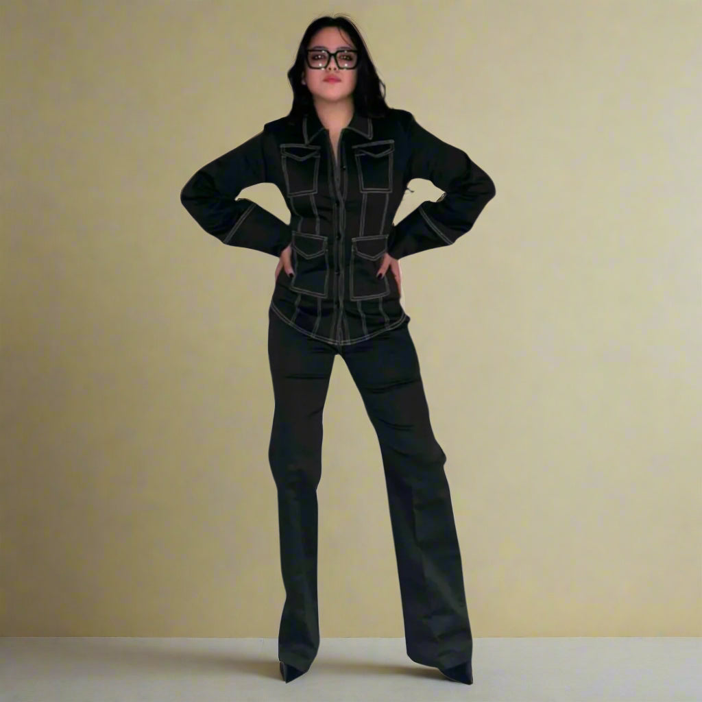 Double stitched suit