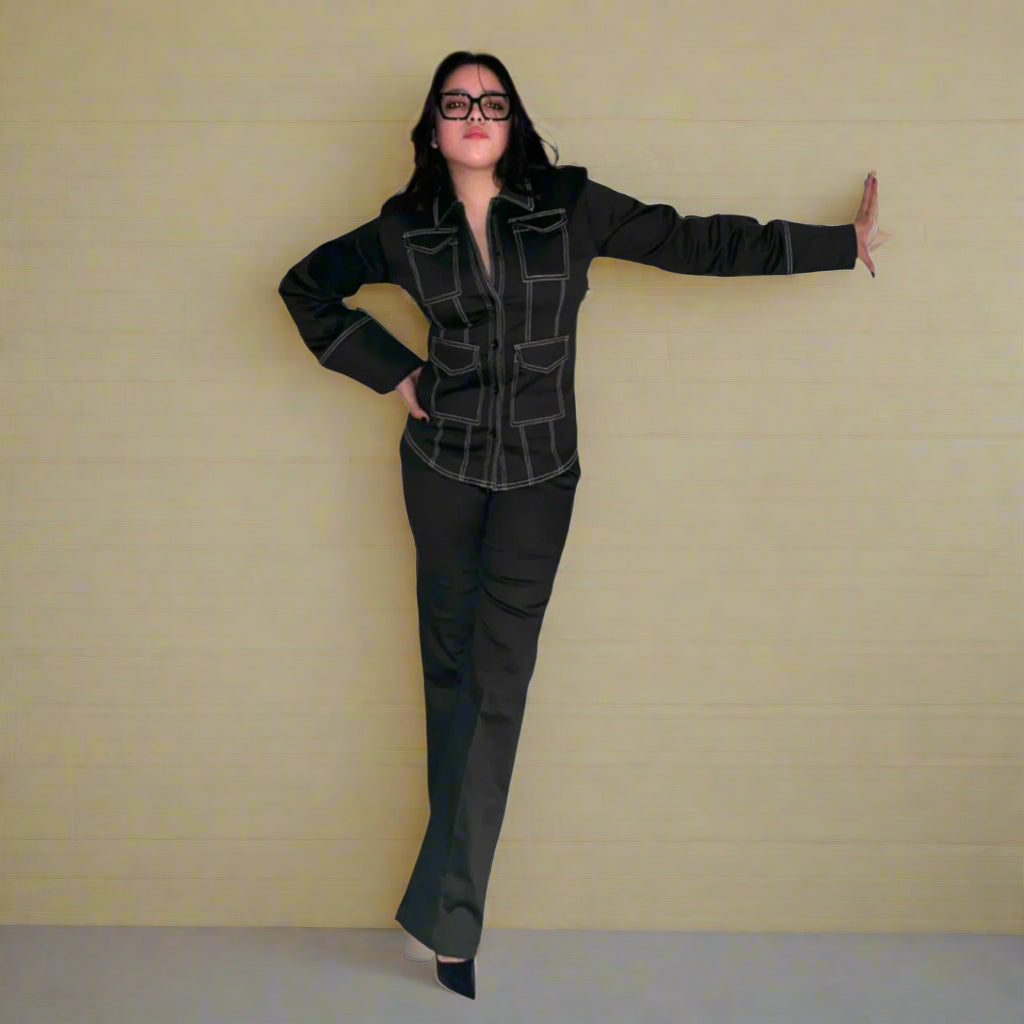 Double stitched suit